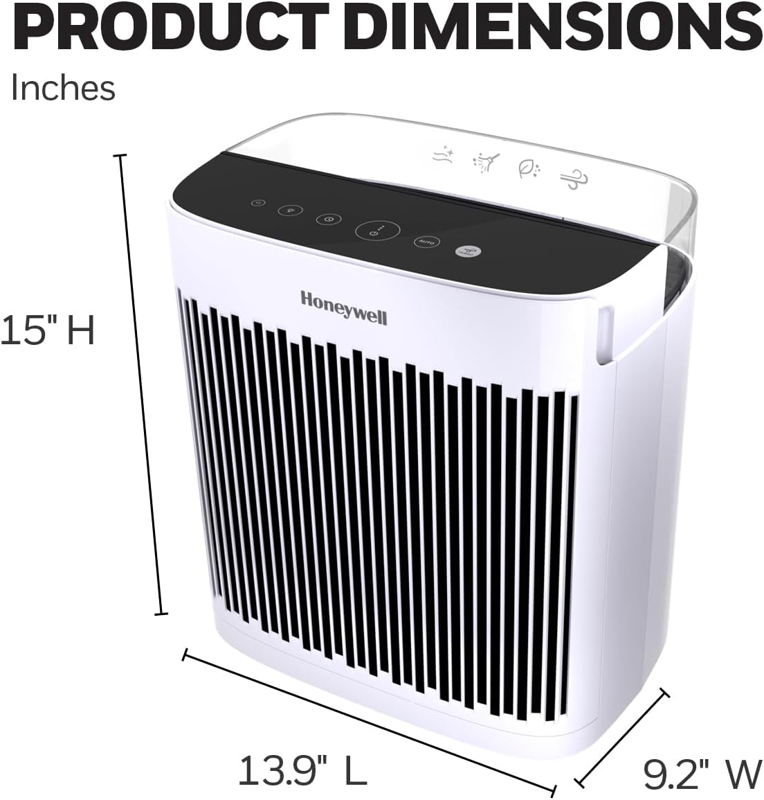 Honeywell HEPA Air Purifier for Home, 938 Ft² Rooms in 1 hour, Turbo Clean, Reduces Allergens, Dust, Pollen, Pet Dander, All Smoke Types, Odors, White, HPA5100W