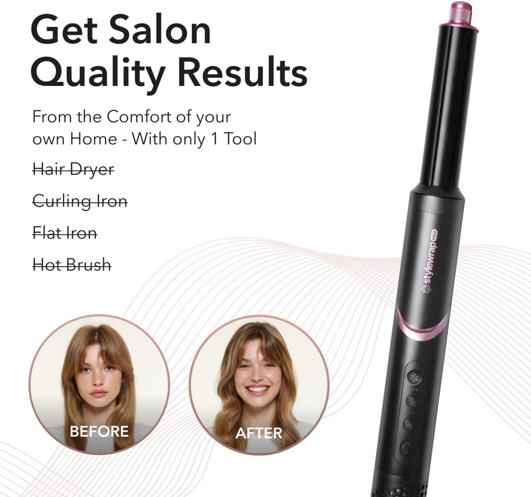 SRILabs StyleWrap Pro 7-in-1 Coanda Air Hair Multi Styler Dryer Brush with Negative Ions, Lighter and Foldable Design, Quiet Brushless Motor, Aviation-Grade Aluminum, Memory Function