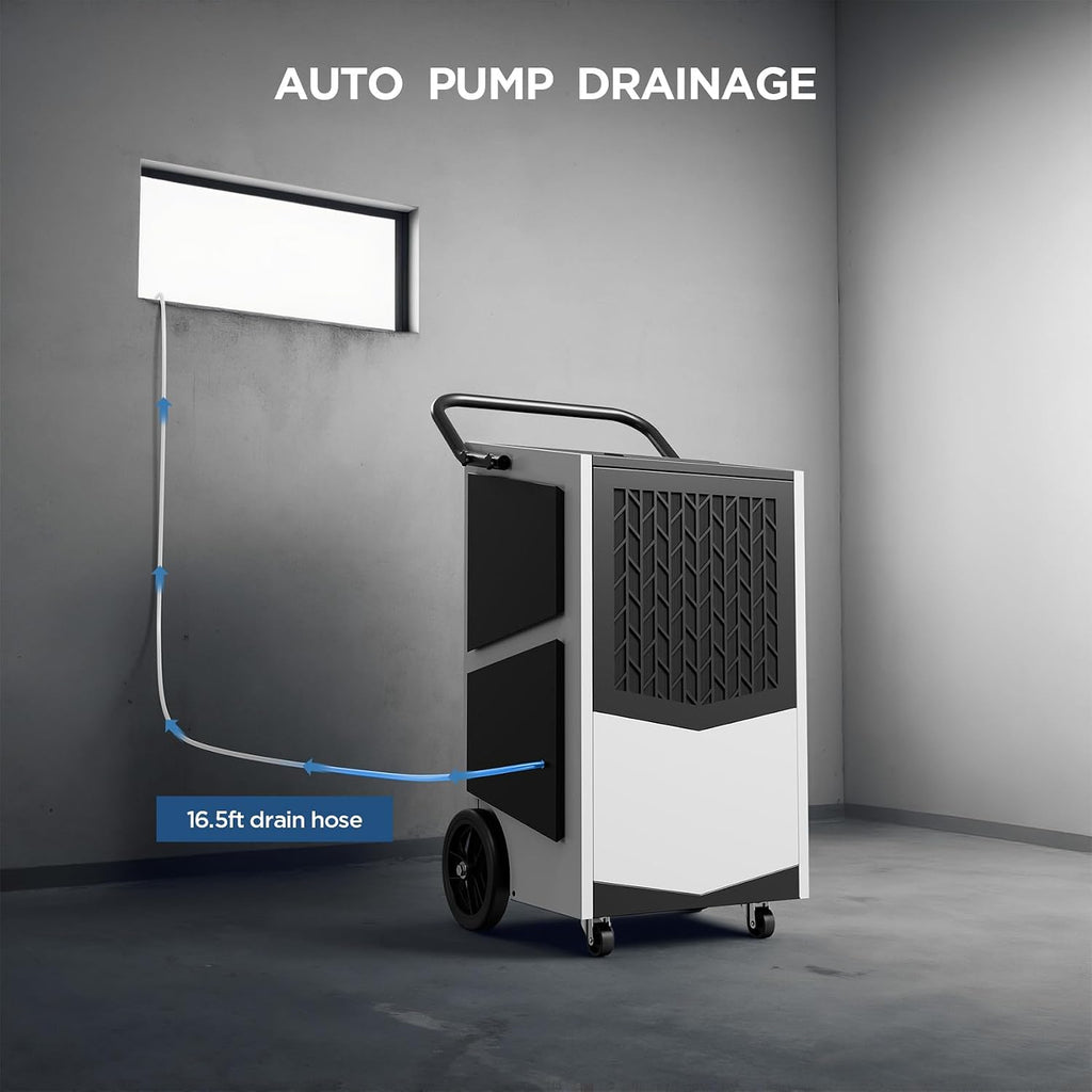 Commercial Dehumidifier with Built-in Pump 250 Pint Industrial Dehumidifier for Basement & Warehouse, 7500 Sq.Ft Large Dehumidifier with Drain Hose, Auto Defrost, 24H Timer, Auto Restart