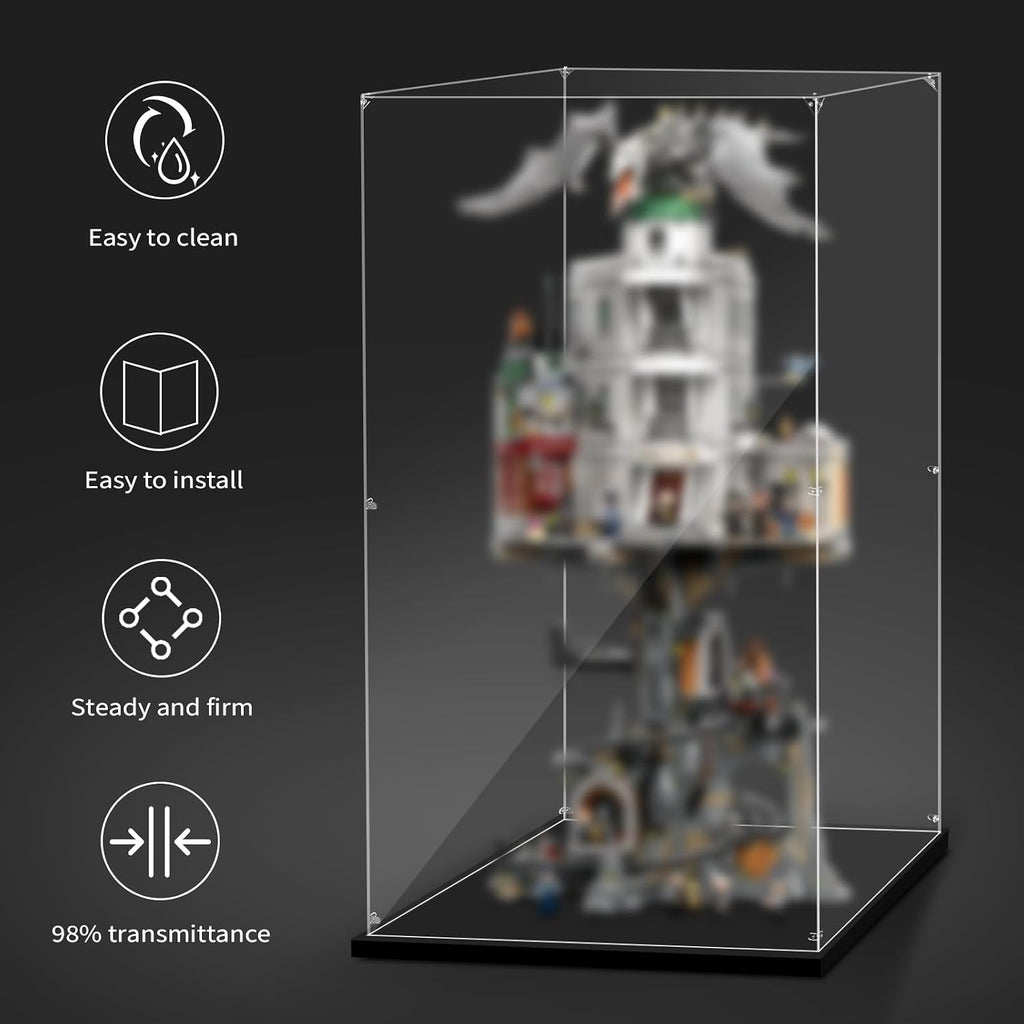 Display Case for Lego 76417 Gringotts Wizarding Bank – Collectors' Edition, 17.71x15.74x31.49inches (45x40x80cm), Protect Your Collectibles from Dust with a Clear Showcase