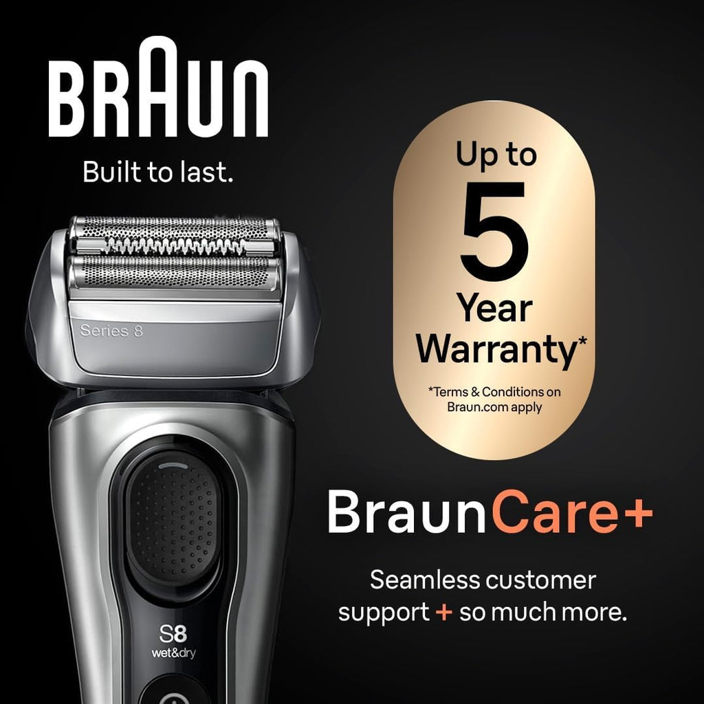 Braun Series 8 8567cc Electric Razor for Men, 4+1 Shaving Elements & Precision Long Hair Trimmer, 5in1 SmartCare Center, Close & Gentle Even on Dense Beards, Wet & Dry Electric Razor, 60min Runtime