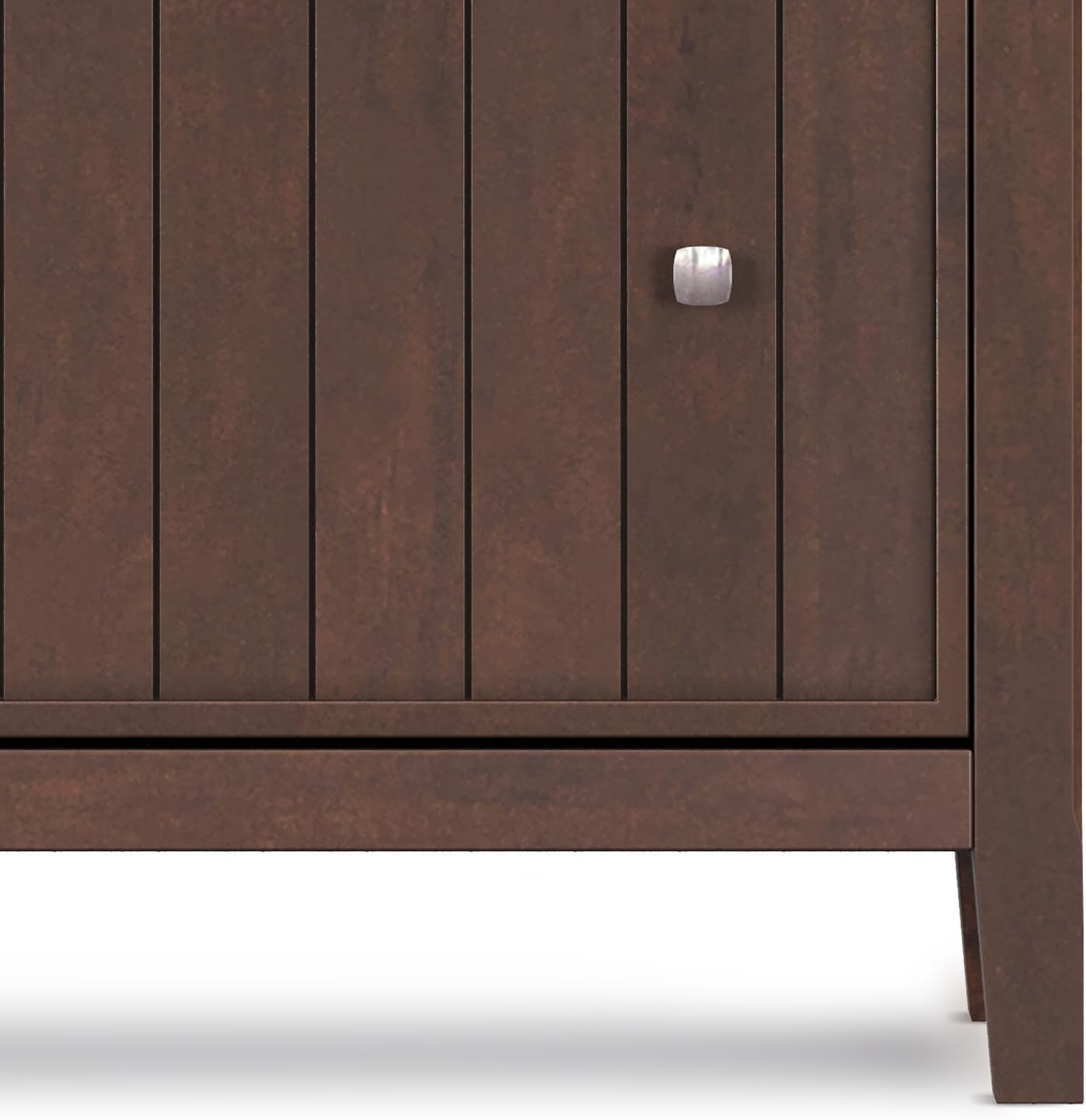 SIMPLIHOME Acadian Storage Cabinet - 32 inch Wide Solid Wood Entryway Shoe Storage Cabinet in Brunette Brown, Transitional Tilt-Out Shoe Organizer for Hallway with Drawer and Brushed Nickel Hardware