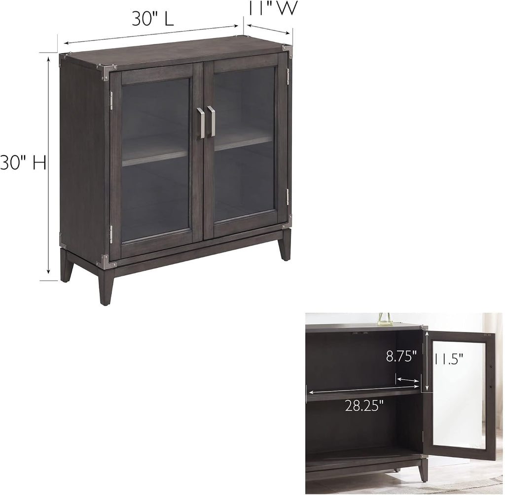 Leick Home 24010 Beckett Cabinet, for Living, Foyer, Entry Way, Dining Room, Bedroom, Anthracite/Pewter, Grey, Small