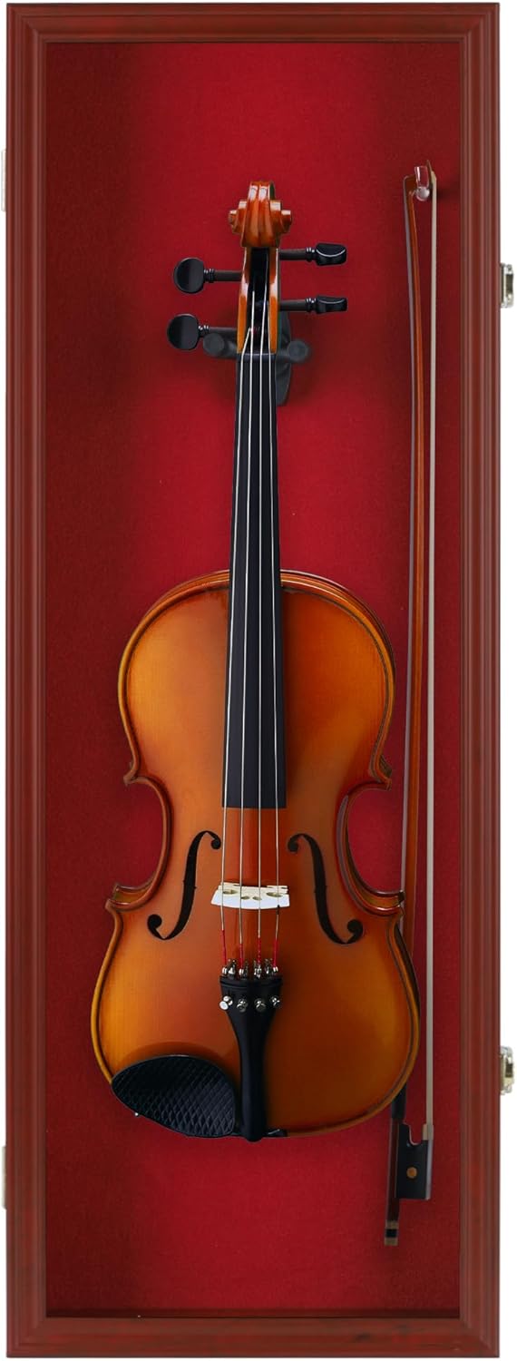 Violin Display Case Violin Case Hanger Stand 33' Height Mahogany Finish Frame fits Ukulele Fiddle Also