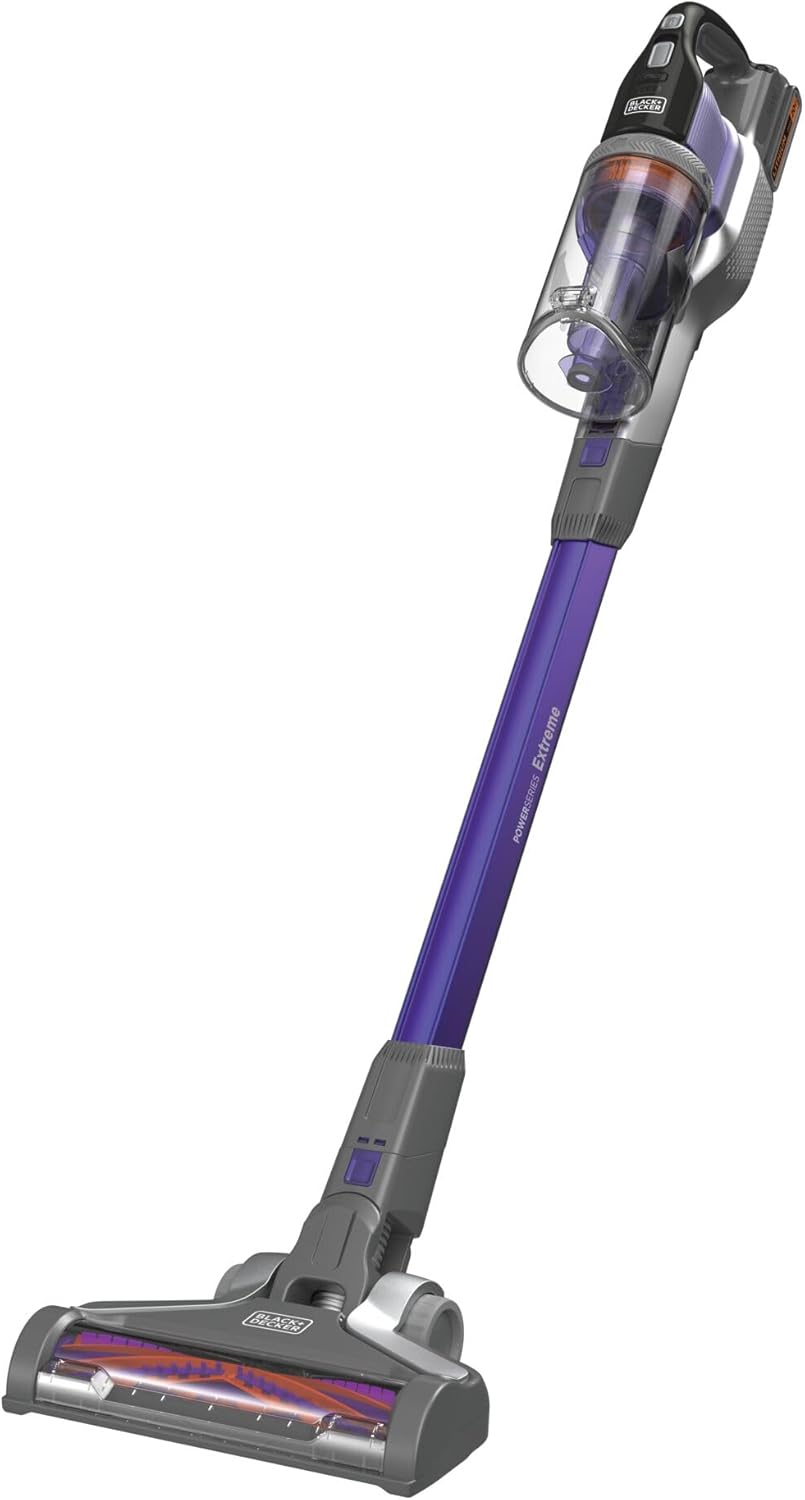 BLACK+DECKER Pet Hair Vacuum, Cordless Vacuum Cleaner Pet Hair, Up to 55 Minutes of Runtime, Interchangeable Floorhead, Maximum Suction, Multi-Surface, Light Weight, Powerseries Extreme (BSV2020P)