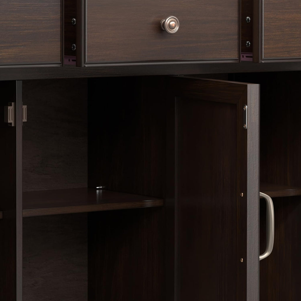 SIMPLIHOME Connaught 51-inch Wide Solid Wood Storage Cabinet in Chestnut Brown for the Entryway, Mudroom, 3 Drawers and Adjustable Shelves, Traditional Style, Space-Saving Design