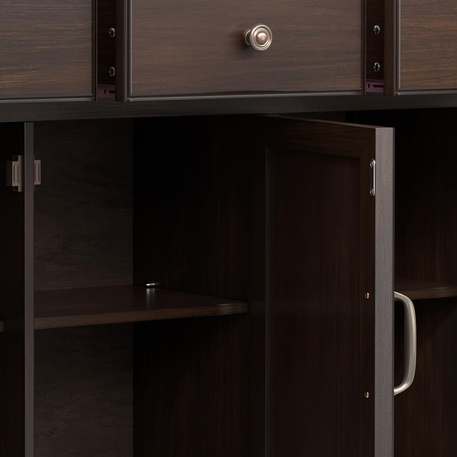 SIMPLIHOME Connaught 51-inch Wide Solid Wood Storage Cabinet in Chestnut Brown for the Entryway, Mudroom, 3 Drawers and Adjustable Shelves, Traditional Style, Space-Saving Design
