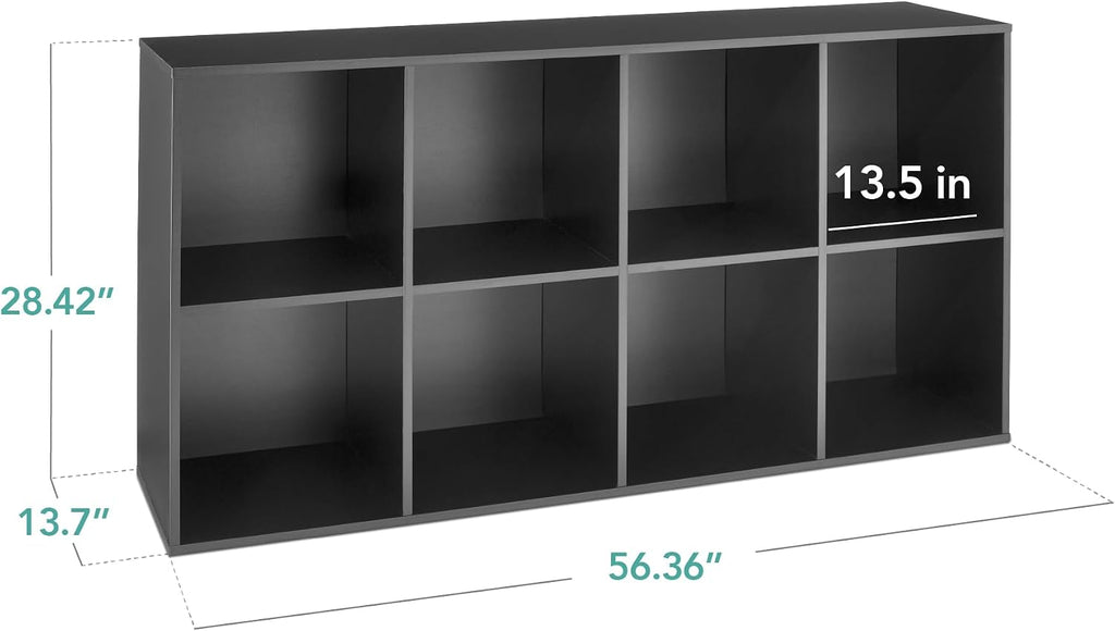 Best Choice Products 8-Cube Storage Organizer, 13.5in Shelf Opening, Bookcase, Display Shelf, Customizable w/ 2 Removable Back Panels – Black