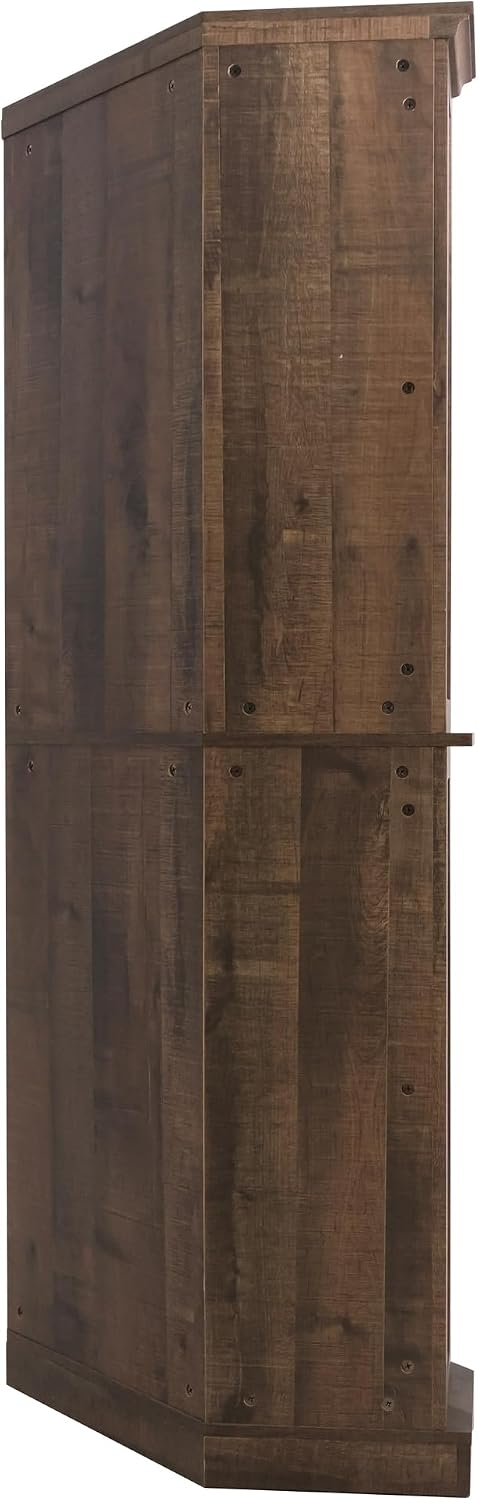 ALBAD 67 Inch Corner Curio Cabinets with Glass Doors 6 Tiers Tall Wood Display Cabinet for Dining Room Living Room Home Bar Ideal for China/Wine/Liquor/Collectibles, Retro Brown