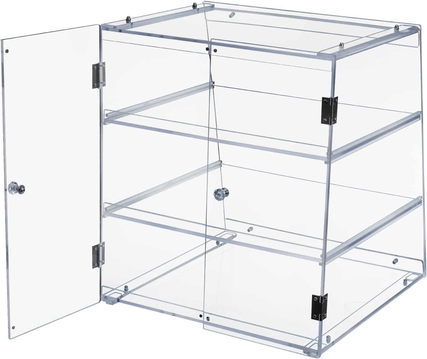 MyGift Pastry Display Case,Cookie Display, Professional-Grade Retail Bakery Display Case,3 Tier Premium Clear Acrylic Bread Box,with Removable Trays and Magnetic Rear Doors for Home or Commercial Use