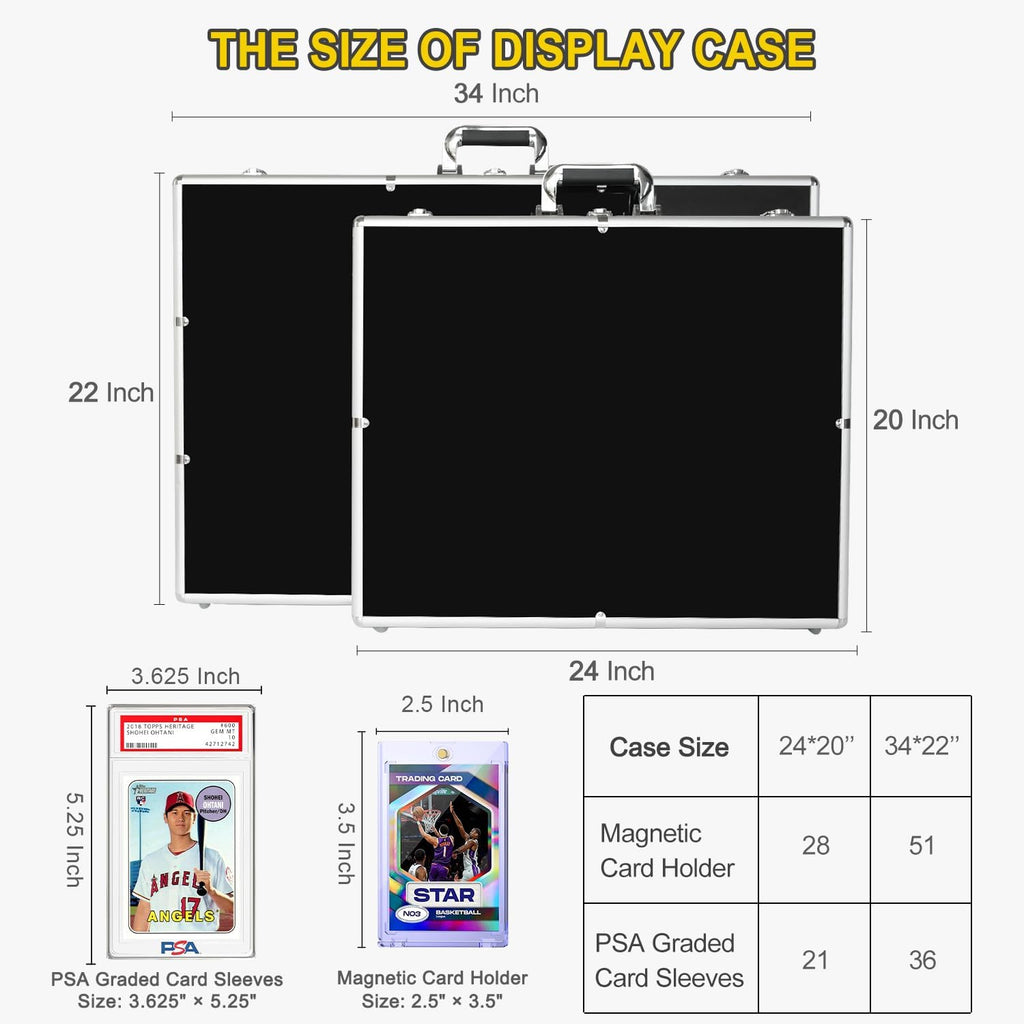 Trade Show Display Case – 34'x22' Large Aluminum Locking Tabletop Showcase for Trading Cards, Sports Cards, TCG, Jewelry – Lightweight & Portable for Exhibitions, Conventions, and Collectibles