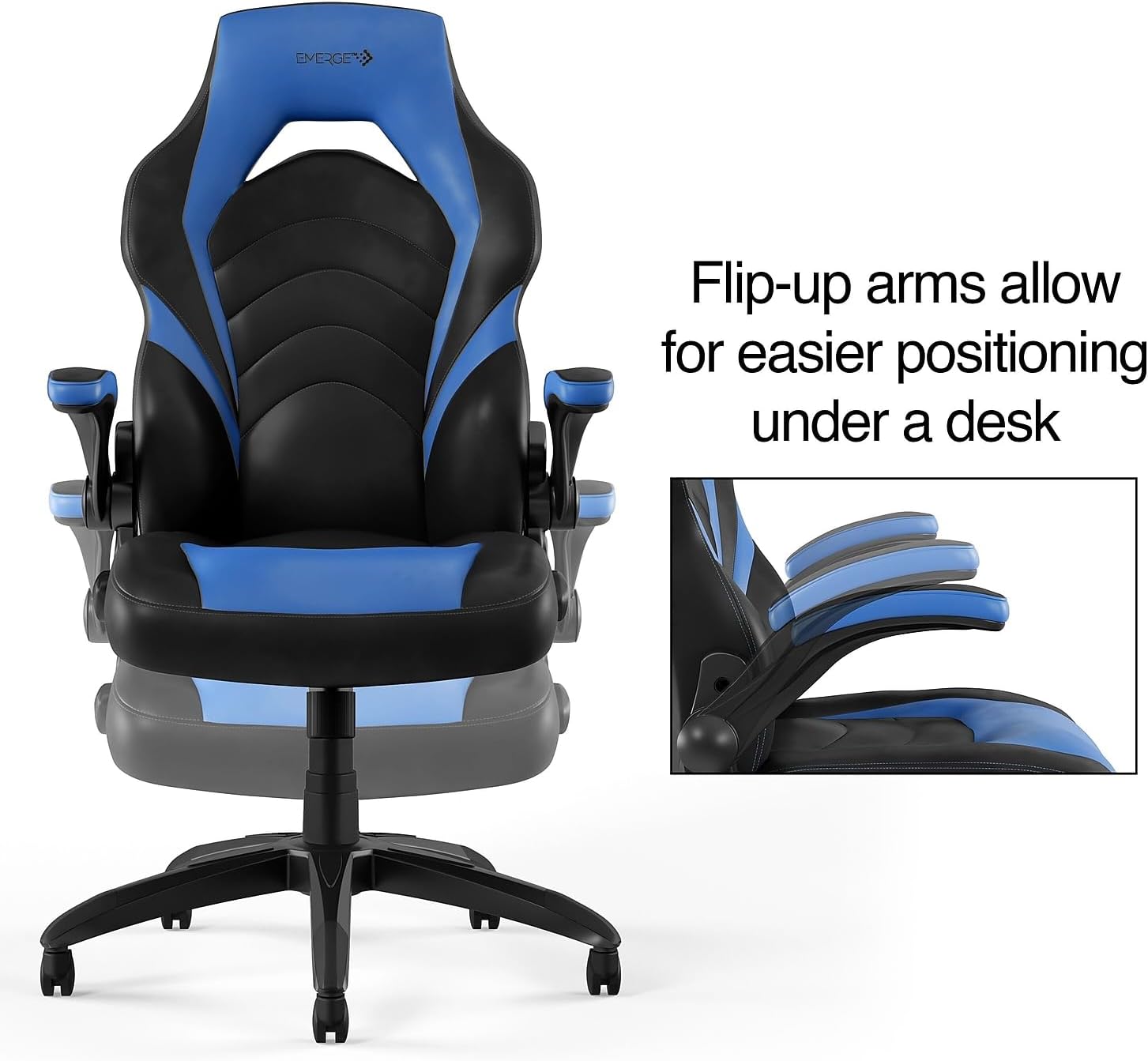 STAPLES Emerge Gaming Chair, Ergonomic, Adjustable Height, Swivel, Black
