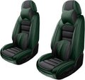 2 Seat Covers for Volvo XC90 2006-2024 Leather Car Seat Covers Waterproof Soft Car Seat Protectors Comfort Premium Automotive Seat Covers with Airbag（Luxury,Black+Green）