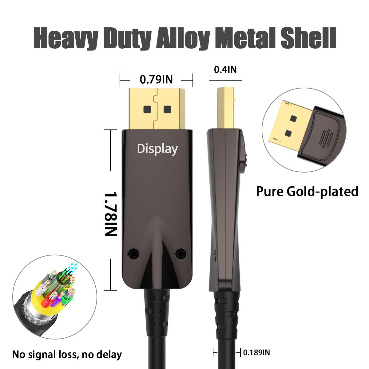 BIFALE DP Fiber Optic Cable 75ft, 8K Fiber Displayport 1.4 Cable Support HBR3, DSC 1.2, HDR10, 32.4Gbps, 8K@60Hz, 4K@144Hz, Thin and Slim Fiber DP1.4 Cable