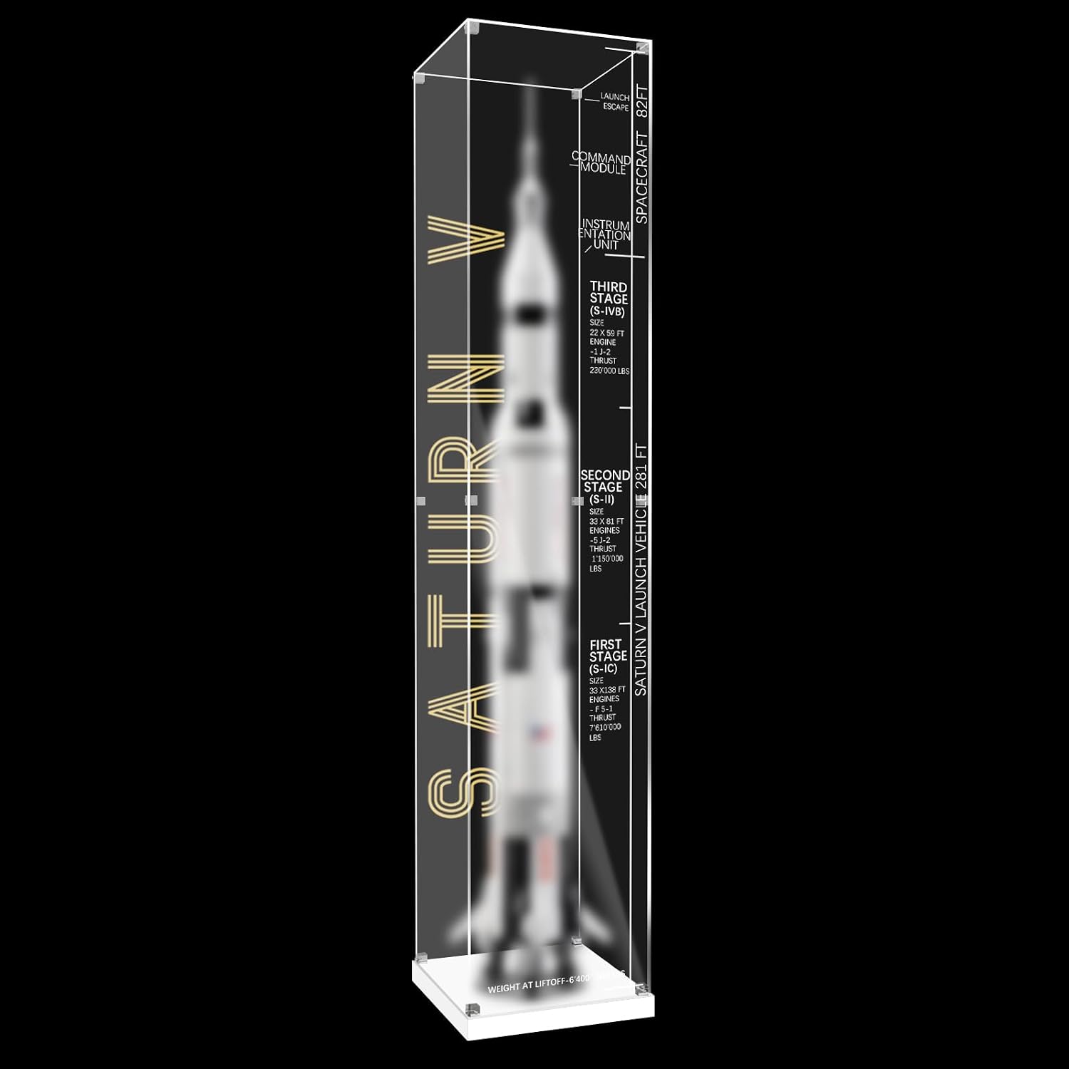 Acrylic Display Case for Lego 92176 NASA Apollo Saturn V, Dustproof Clear Display Box (Display Case ONLY, The Model NOT Included)
