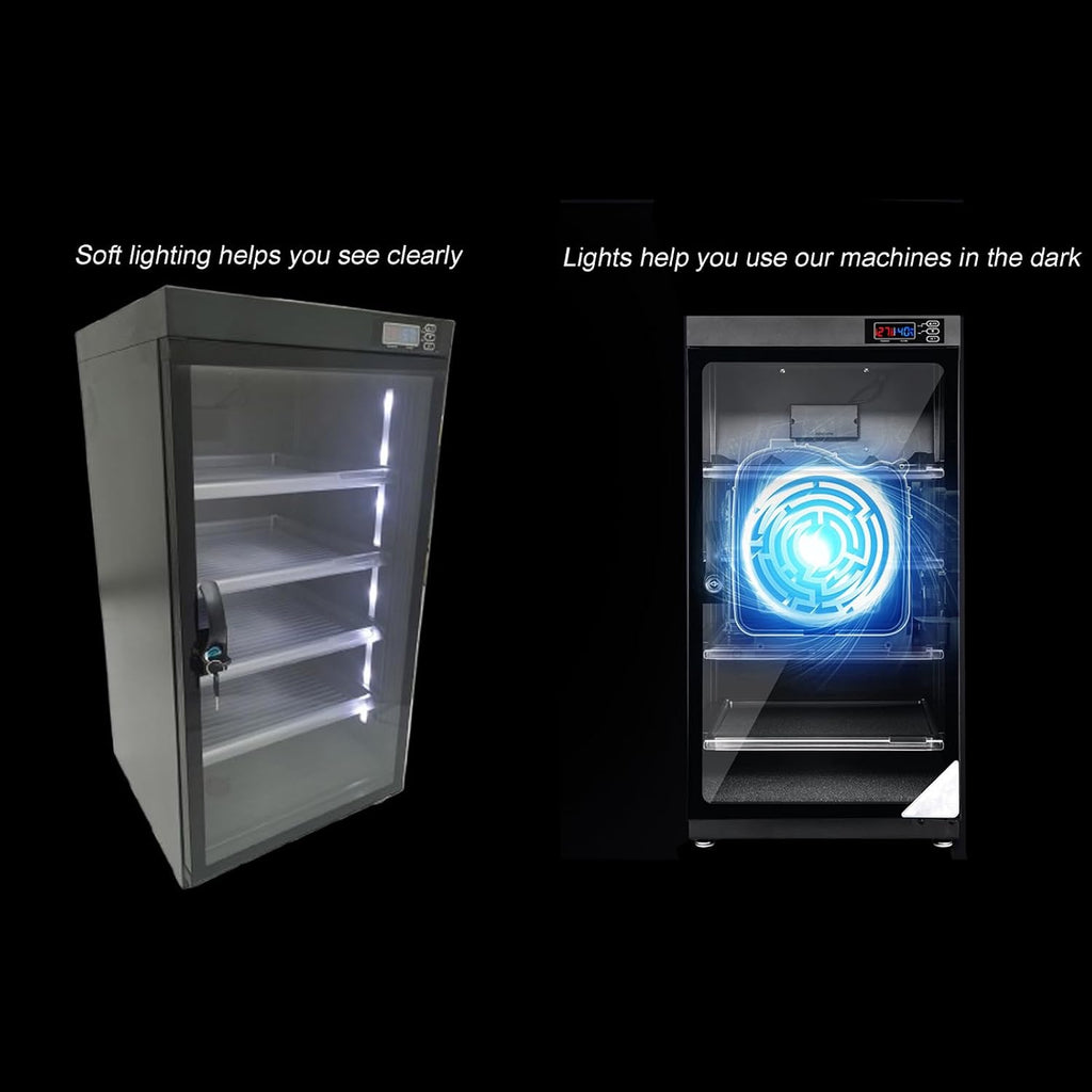 INTBUYING Camera Dry Cabinet 100L 5 Layers Camera Storage Dehumidifier with Lock Electronic Equipment Lens Intelligent Temperature Humidity LED Screen Noiseless