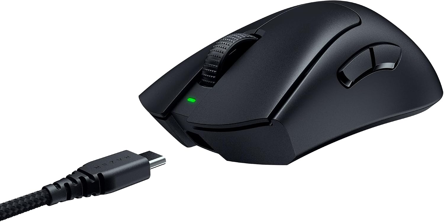 Razer DeathAdder V3 Pro - Black Ultra-lightweight Wireless Ergonomic Esports Mouse - Optical - Cable/Wireless - Radio Frequency - 2.40 GHz - Rechargeable - Black - USB - 30000 dpi - Scroll Wheel - 5 B