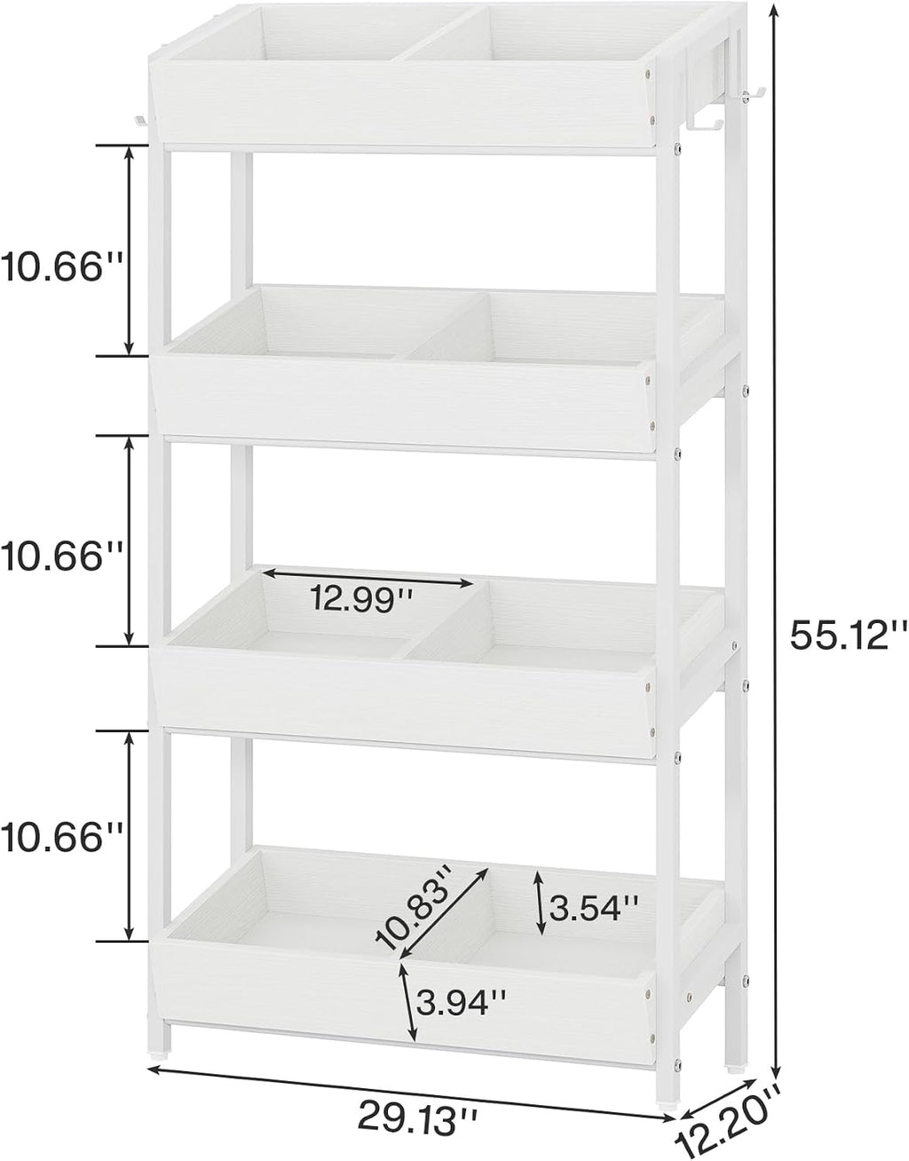 Tribesigns 4-Tier Retail Snack Display Shelf, Snack Rack Display Stand with 4 Hooks, Retail Shelves Racks for Vendors, Store, Supermarket and Home Kitchen