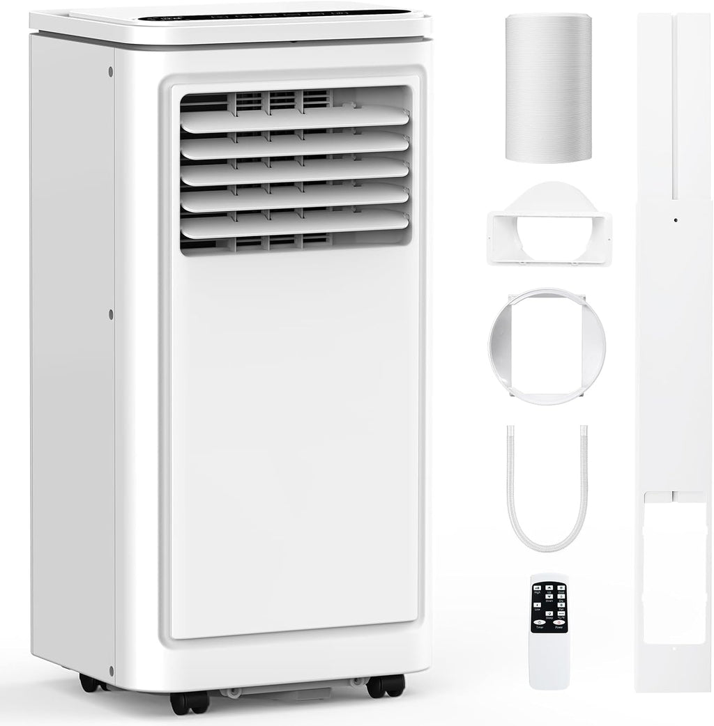 8000 BTU Portable Air Conditioners for Room up to 350 Sq. Ft, 3-in-1 Mini AC Unit for Bedroom with Dehumidifier & Fan Mode, Remote Control, Sleep Mode, 24H Timer