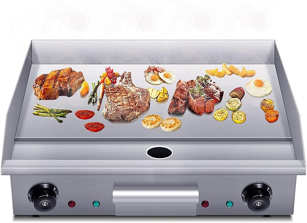 Electric Iron Plate Burning Machine, Table Iron Plate Grill, with Oil Leak Hole and Removable Oil Drawer, Used for Kitchen Business