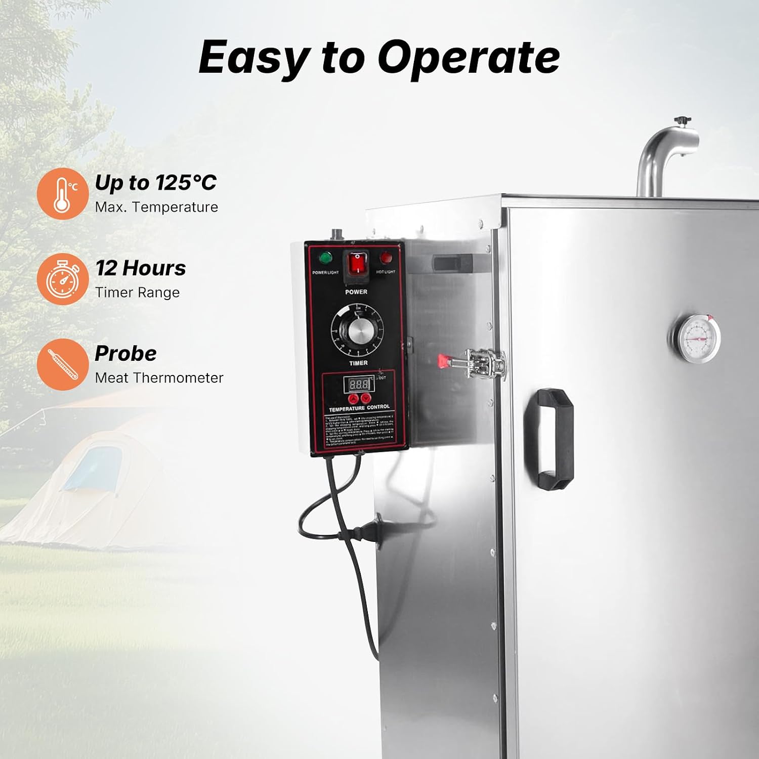 HAKKA Commercial Vertical Electric Smoke Oven for BBQ Grill Smoker 4 Rack 1000W Outdoor Indoor Home Cooking Pastrami, Sausage, Bacon, Smoked Chicken, Smoked Pork (DSH-S20B)