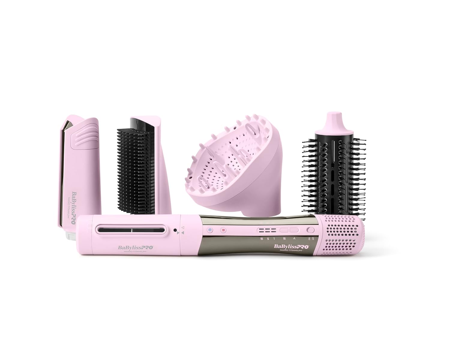 BaBylissPRO StyleSwitch Ionic Multi-Styler, Air Styler and Hair Dryer, Lightweight Hot Air Brush with 5 Attachments, Automatic Dual Voltage