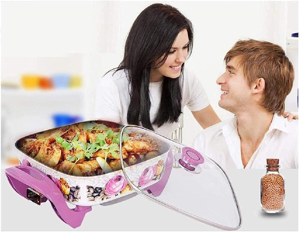 Electric Grill Indoor Household Electric Grill, Multi-Function Electric Cooker, Electric Frying pan, Electric hot Pot, Barbecue Pot, Frying pan, Steamer,Portable Nonstick Griddle