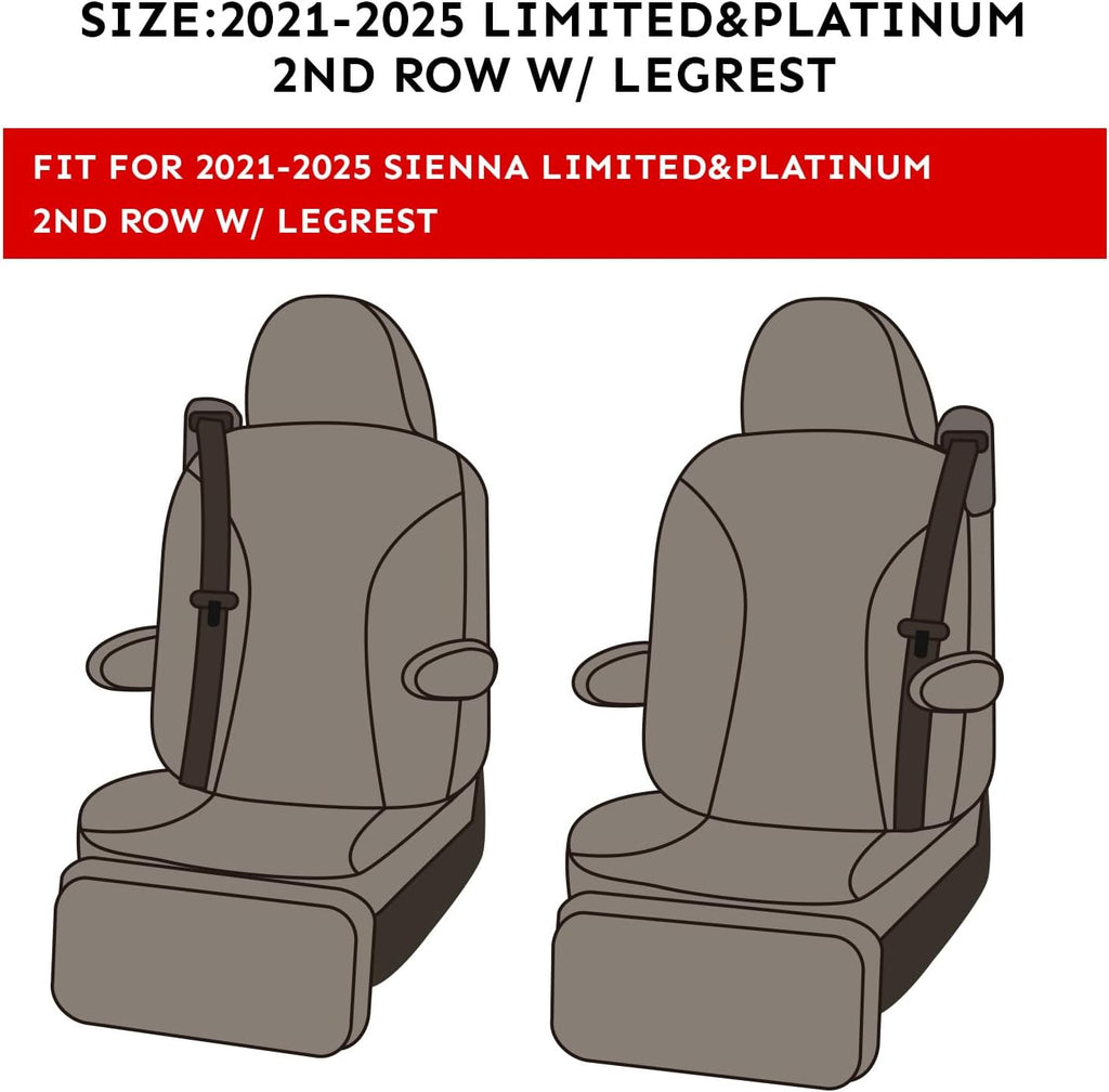 coverdream Custom Seat Covers for 2021-2026 Toyota Sienna Limited,Platinum,7-Seater,2nd Row Captain Seats w/Leg Rest,Full Set Waterproof Faux Leather Car Seat Protector (Beige)