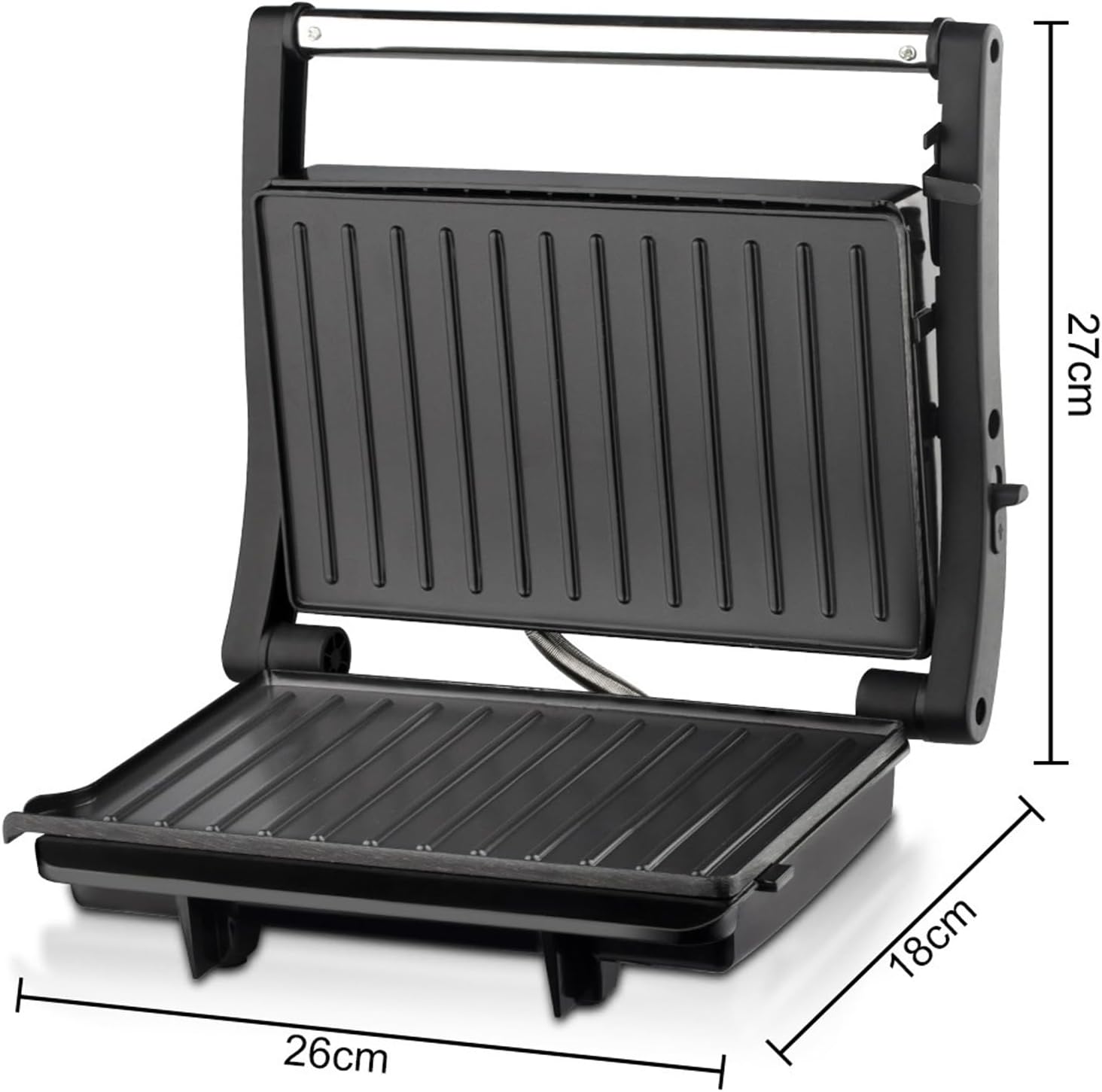 1000W Sandwich Maker, with Ceramic Non-stick Plates, Opens 180 Degrees for Any Size Food, 3-in-1 Sandwich Press Electric Grill, Drip Spout & Locking Lid, for Toasted Cheese Snacks, Quick Breakfast