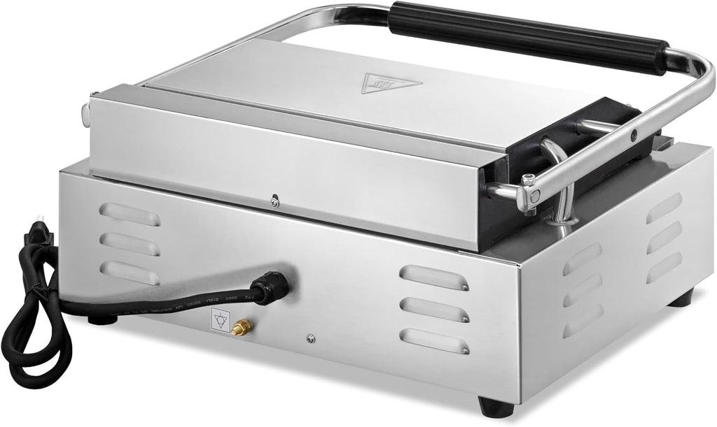 KWS PFM-17 1700W Electric Panini Press Maker with Grooved Top & Smooth Bottom Sandwich Toasting Grill – 13.5″ X 9.25″ Cooking Surface