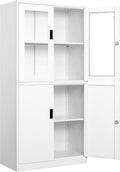 SISESOL Storage Cabinet with Glass Doors and Shelves, Freestanding Kitchen Pantry Cabinet for Home, Office, Bathroom