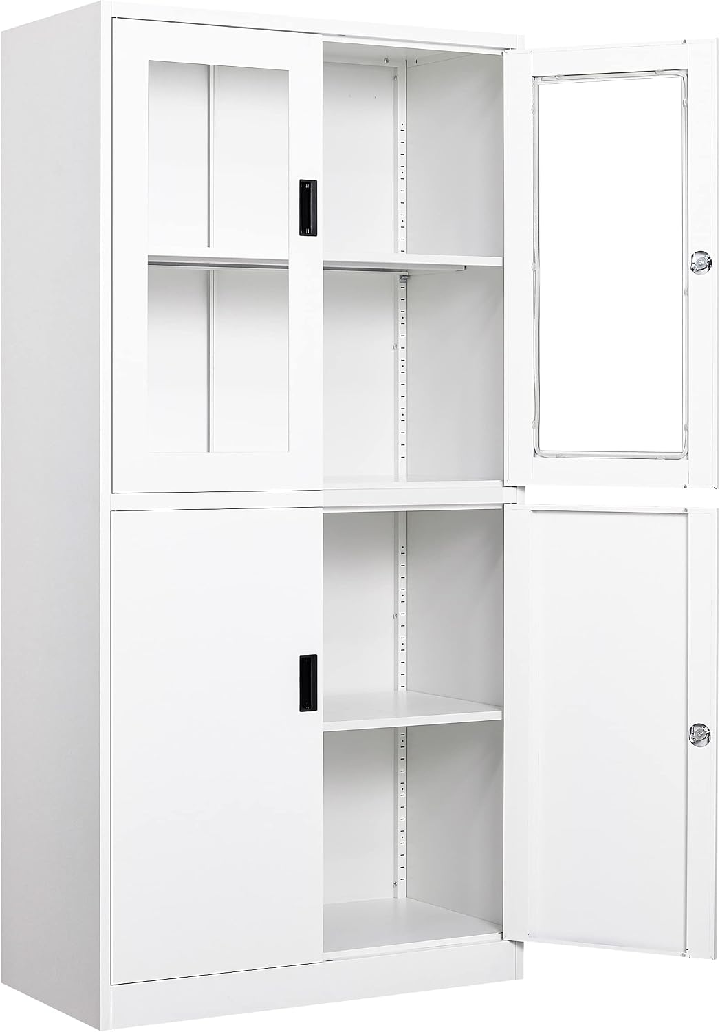 SISESOL Storage Cabinet with Glass Doors and Shelves, Freestanding Kitchen Pantry Cabinet for Home, Office, Bathroom