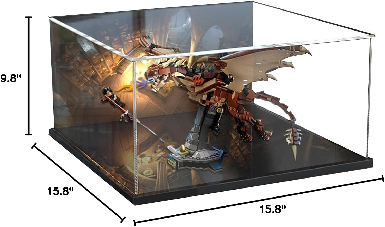 Acrylic Display Case for Lego 76406 Hungarian Horntail Dragon Model - Dustproof Anti-UV Storage Box - Ideal for Collectors (Background A)