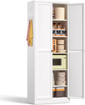 72' Kitchen Pantry Cabinet with 2 Doors and 5 Shelves,White Metal Garage Storage Cabinets,Freestanding Steel Tool Cabinet Utility Cabinets Cupboard for Kitchen,Living,Dining Room,Bathroom