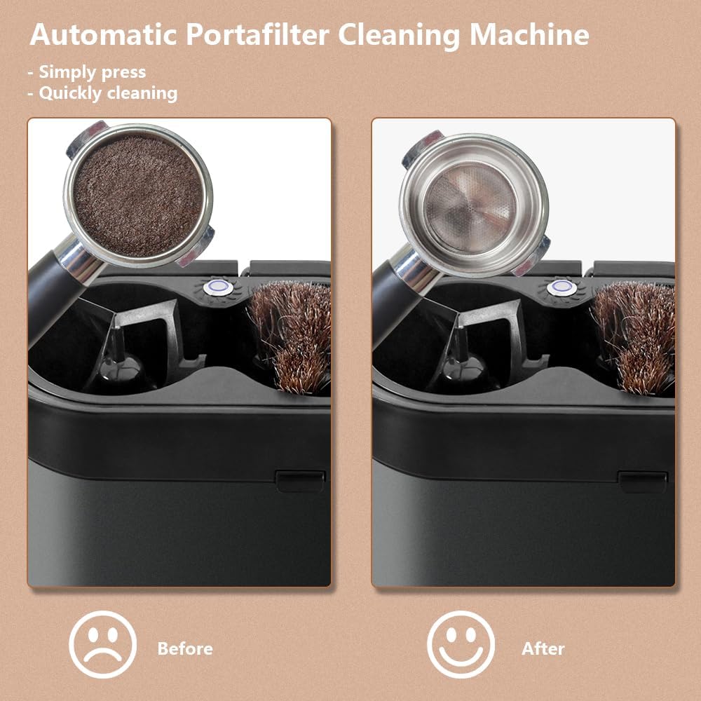 CAFEMASY Automatic Portafilter Cleaner Machine Electric Espresso Coffee Knock Box for Cleaning Espresso Coffee Puck Espresso Accessories Tools for Home or Commercial Coffee Bar