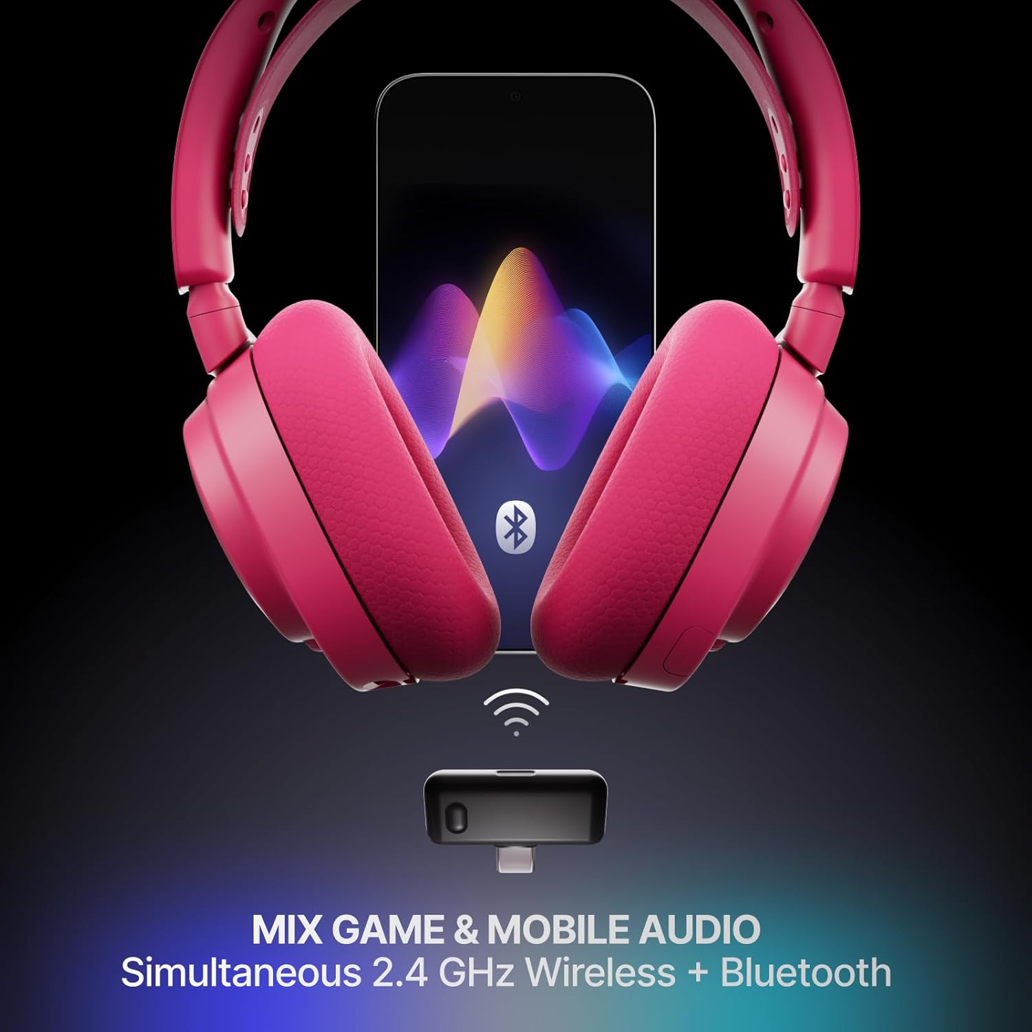 SteelSeries Arctis Nova 7 Wireless Gen 2 Gaming Headset - Real-Time App Control, 50+ HR Play, Neodymium Drivers, Mix 2.4GHz/Bluetooth, PC, PS5, PS4, Switch 1/2, Mobile - Magenta
