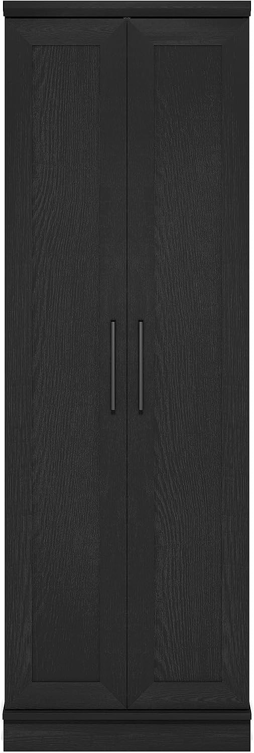 Furinno Robin Storage Cabinet, 5-Tier Pantry Cabinet with Adjustable Shelves, 23W with 2 Shaker-Doors, Kitchen Cabinet, Organization and Storage, for Pantry, Living Room, Home Office, Black Woodgrain