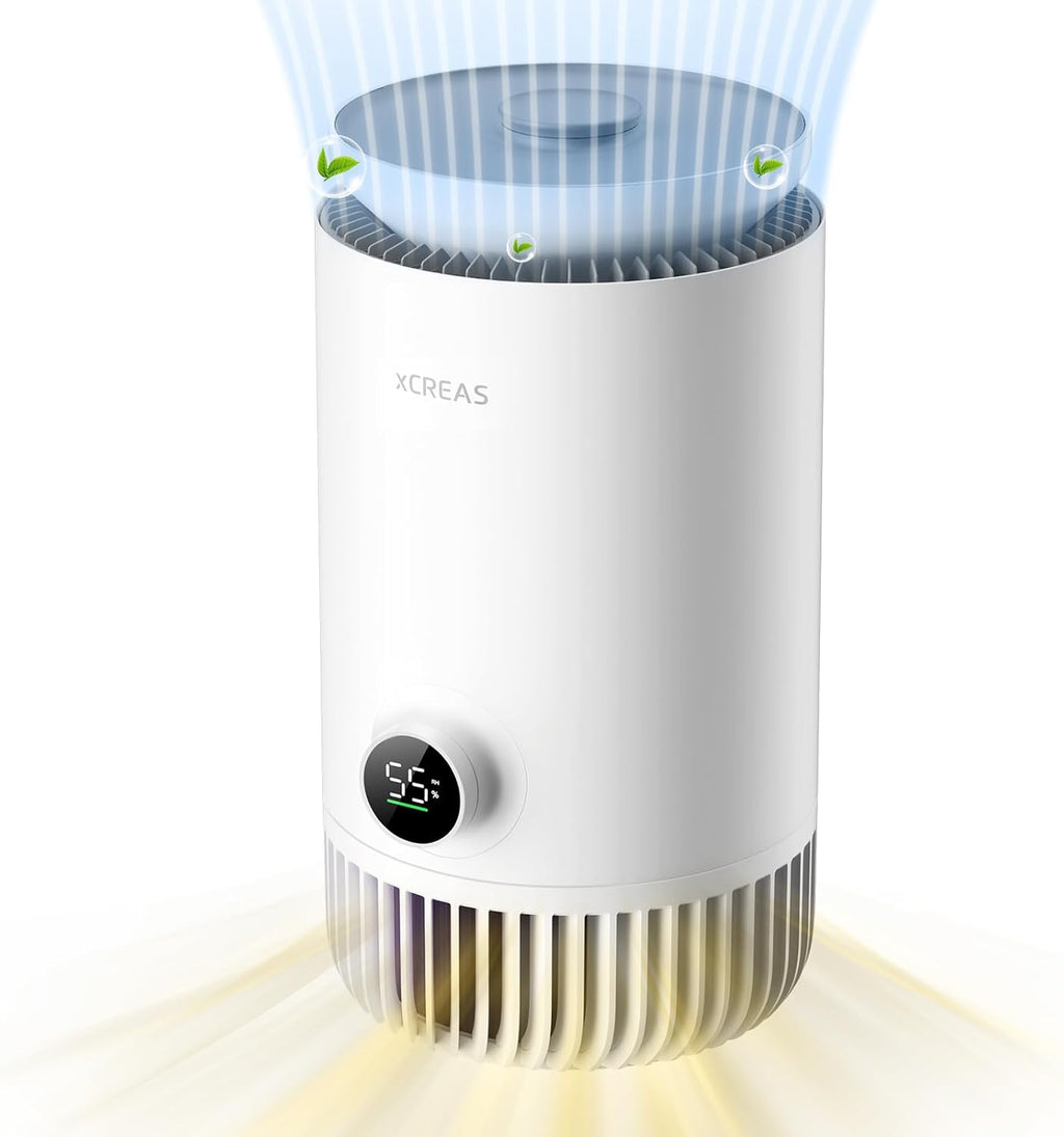 Humidifier and Air Purifier in One, Evaporative No-Mist HEPA Air Purifier & Humidifier Combo for Bedroom, 0.8-Gal Top-Fill Water Tank, Ultra-Quiet 23dB