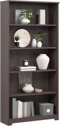 Bush Home Tall 5 Shelf Bookcase, Large Open Bookshelf, Sturdy Display Cabinet for Living Room or Home Office, Cabot Collection, Heather Gray