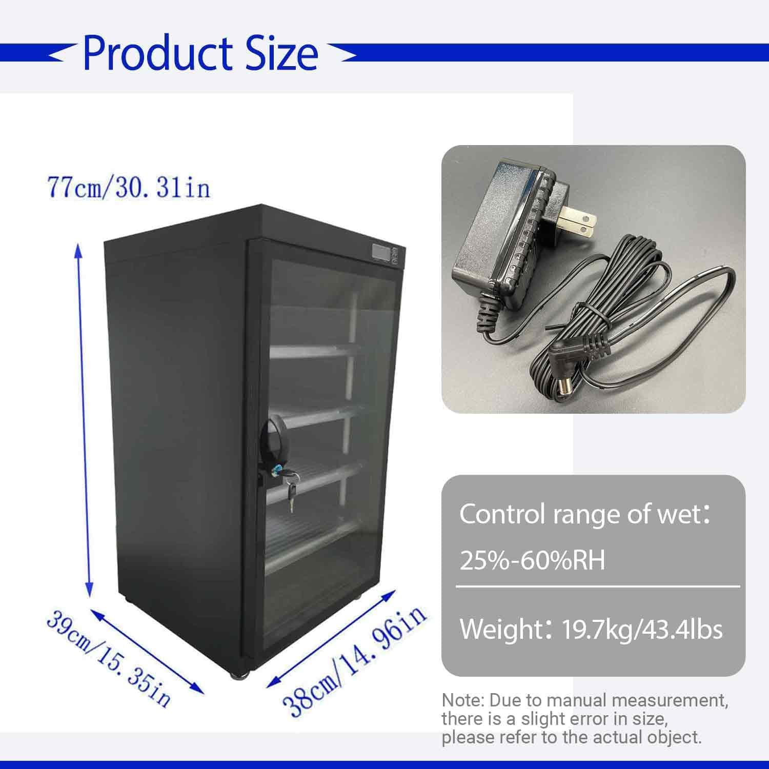 100L Electronic Camera Storage Dry Cabinet, 5 Layers Camera Digital Dehumidifying Dry Box for Lens and Electronic Equipment Storage