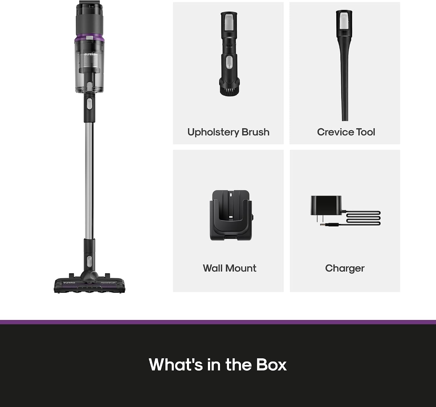 EurekaCordless Vacuum - 50 Min Runtime for Large Homes, 5.5 lbs Lightweight, Ideal for Pet Hair & Allergies on Hardwood & Carpet ReactiClean 410