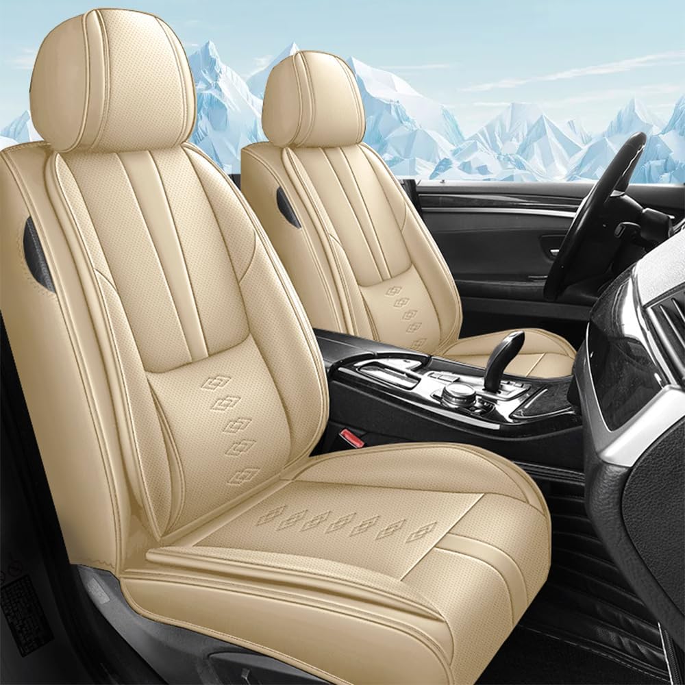 Car Seat Cover for Subaru Ascent 2019-2024,Waterproof Leather Seat Covers 2-Seats Standard,Car Interior Accessories with Airbag,Car Seat Protectors for Ascent(Beige)