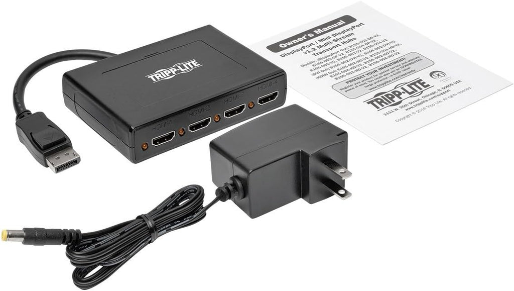 Tripp Lite 4-Port DisplayPort to HDMI Multi Stream Transport Hub MST, DP 1.2, DP to HDMI, 3840x2160 4K x 2K @ 24/30Hz (B156-004-HD-V2)