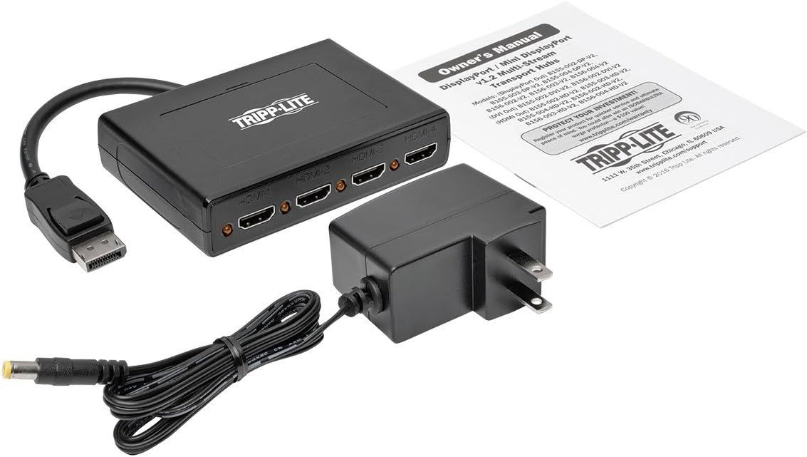 Tripp Lite 4-Port DisplayPort to HDMI Multi Stream Transport Hub MST, DP 1.2, DP to HDMI, 3840x2160 4K x 2K @ 24/30Hz (B156-004-HD-V2)