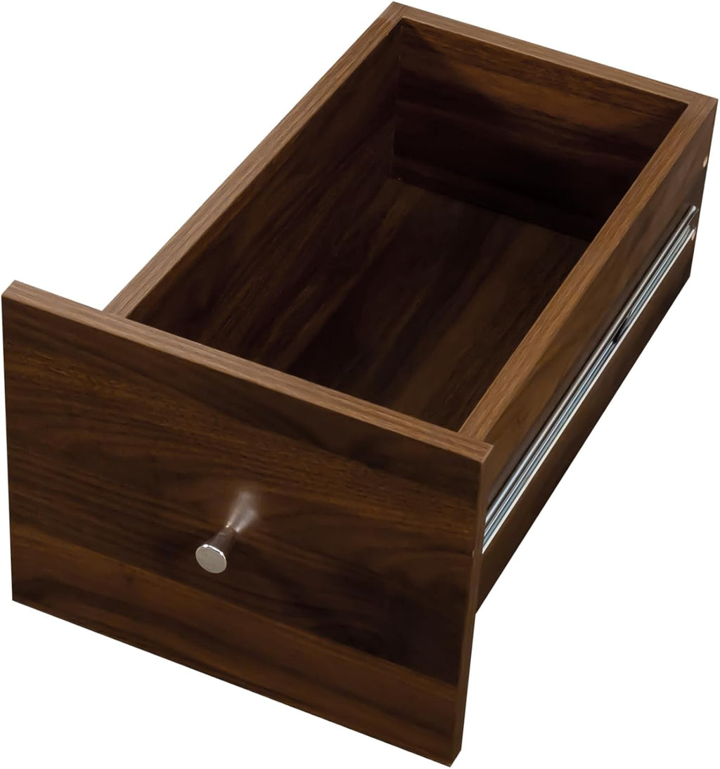71' Wooden Melamine Finish Showcase Cabinet, Lego Display Case with 4-Tier Shelves, Lego Display Shelves with 3 Side Drawers for Living Rooms, Home Offices, Kitchens, Walnut