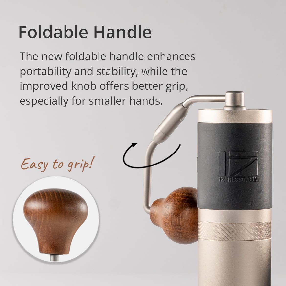 1Zpresso J Manual Coffee Grinder Silver Capacity 35g with Assembly Stainless Steel Conical Burr - Numercial Internal Adjustable Setting