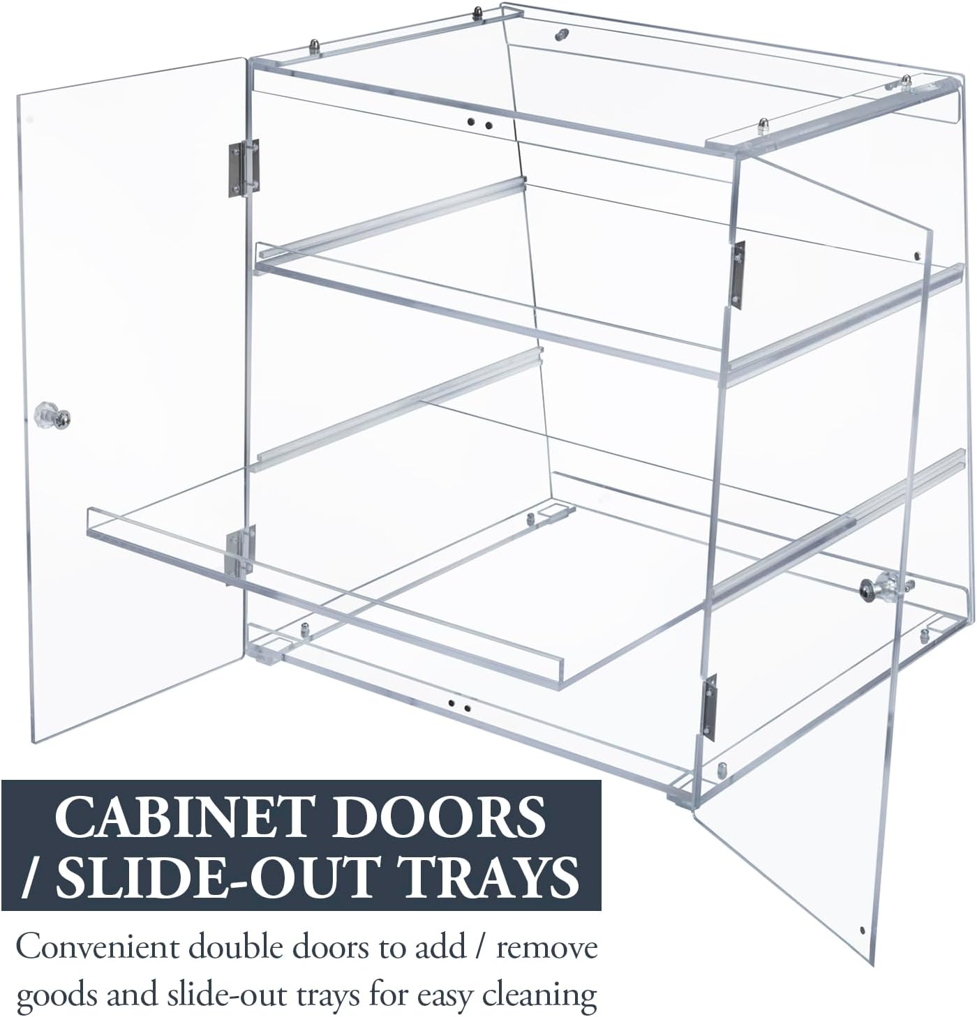 MyGift Pastry Display Case,Cookie Display, Professional-Grade Retail Bakery Display Case,3 Tier Premium Clear Acrylic Bread Box,with Removable Trays and Magnetic Rear Doors for Home or Commercial Use