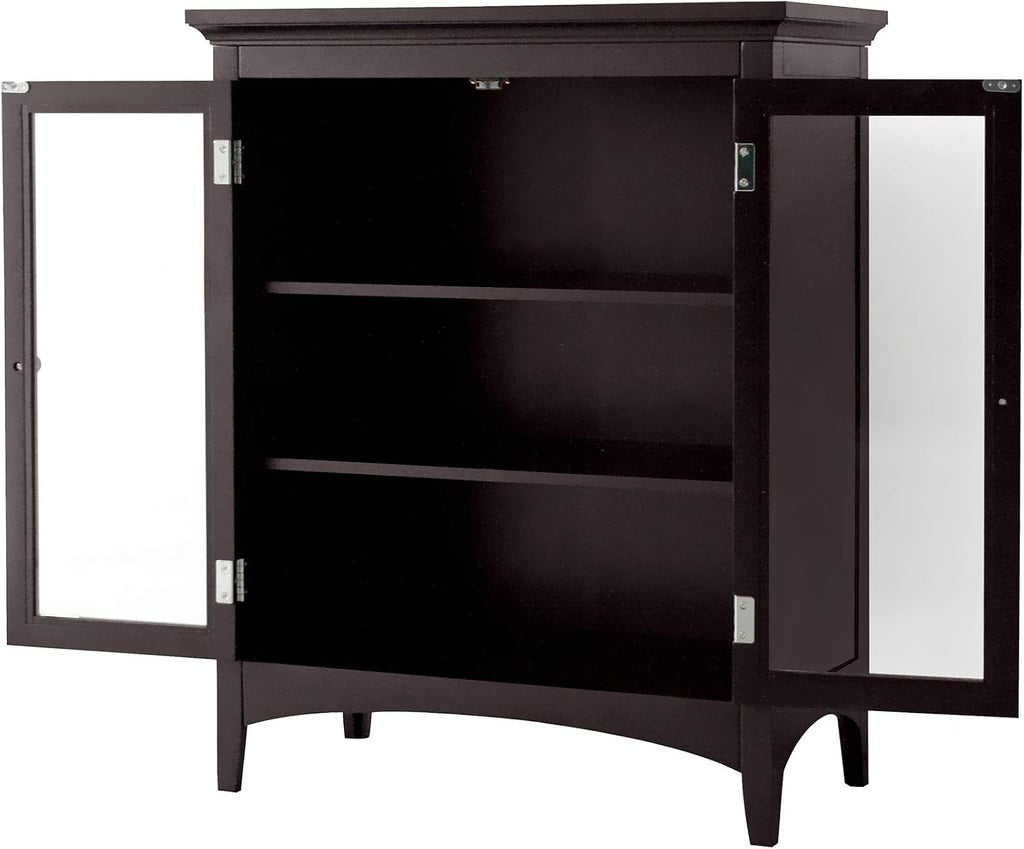 Teamson Home Madison Wooden Floor Cabinet with 2 Glass Doors, Espresso