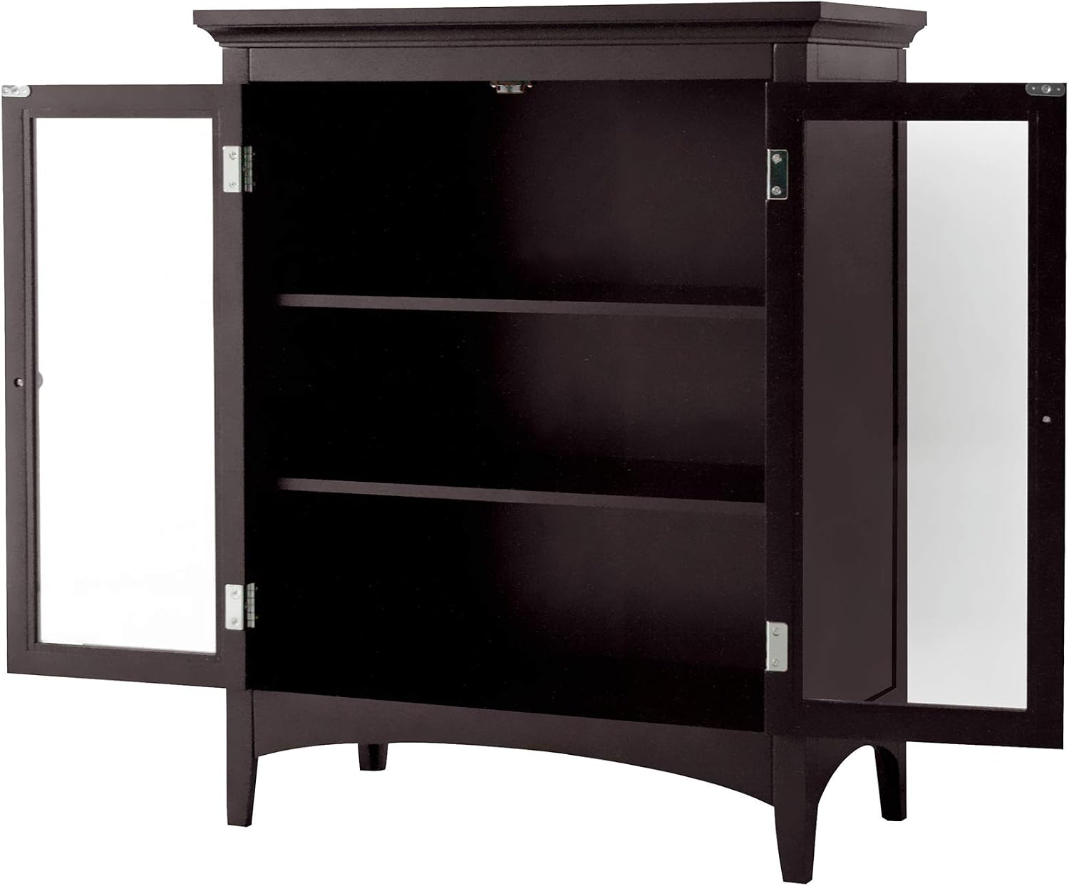 Teamson Home Madison Wooden Floor Cabinet with 2 Glass Doors, Espresso