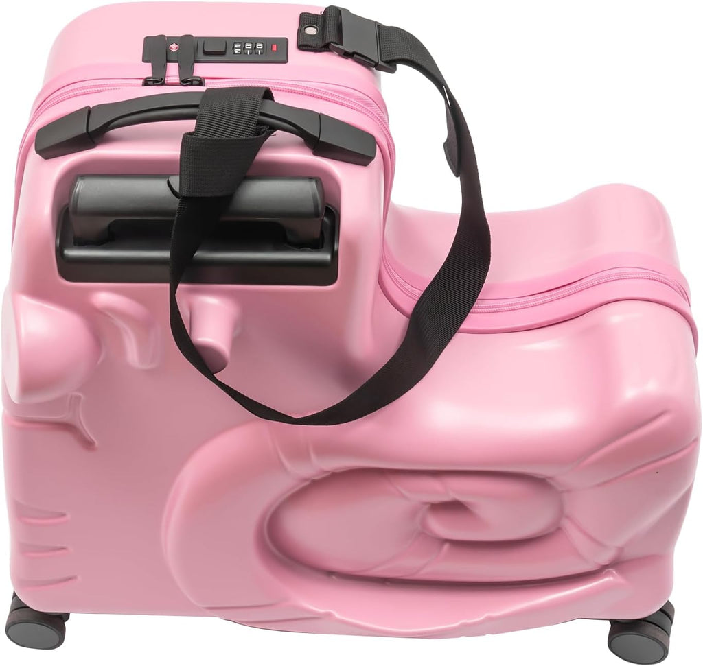 DNYSYSJ 20' Children's Ride On Luggage, Kid's Trolley Suitcase with Universal Wheels and Password Lock, Carry On Luggage Rolling Luggage, Aged 1-6 Years, ABS+PC (Pink, Snail Pattern)